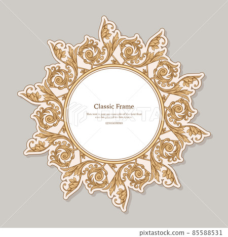 Baroque frame decor. Detailed rich ornament graphic line art. 85588531