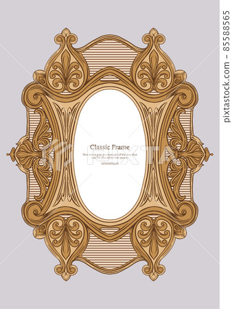 Baroque frame decor. Detailed rich ornament graphic line art.  85588565