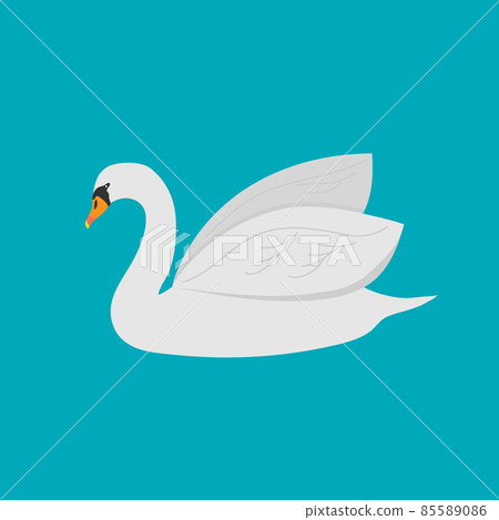 White Swan with blue background.Vector illustration 85589086