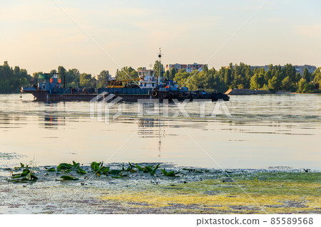 Industrial ship on the Dnieper river in Kremenchug, Ukraine Industrial ship on the Dnieper river in Kremenchug, Ukraine 85589568