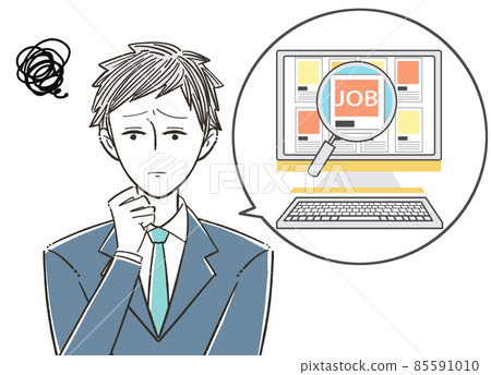 簡單的男性插圖 PC 求職屏幕 簡單的男性插圖 PC 求職屏幕 85591010