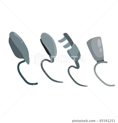 Prosthetic leg. Sport medical accessory for running. Artificial mechanical iron limb. Professional sports for disabled. Flat cartoon Prosthetic leg. Sport medical accessory for running. Artificial mechanical iron limb. Professional sports for disabled. Flat cartoon 85591251