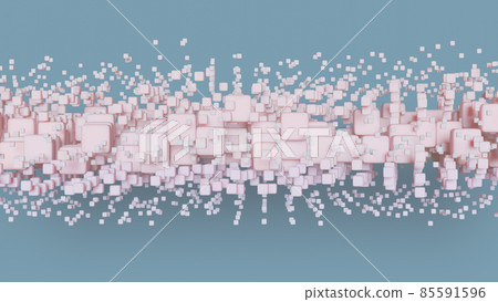 Abstract background with lots of pink 3d cubes of different sizes on a blue background Abstract background with lots of pink 3d cubes of different sizes on a blue background 85591596