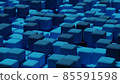 Abstract background with blue colored cubes. 3d render. Dark and light shades 85591598