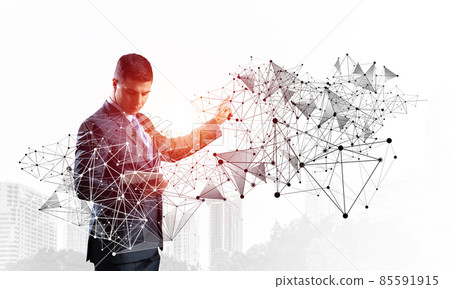 Standing entrepreneur in business suit and tie 85591915