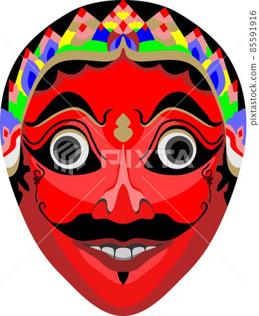 Red Javanese Traditional Mask 85591916