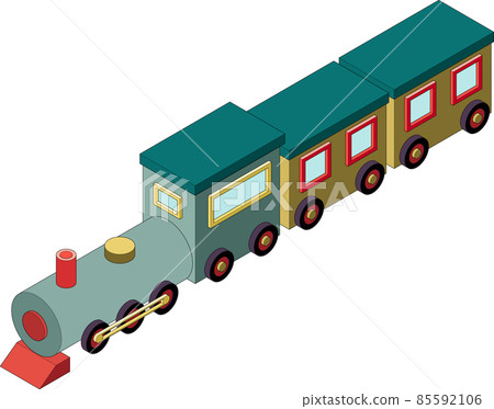 Illustration of a colorful isometric style steam locomotive with outline. Illustration of a colorful isometric style steam locomotive with outline. 85592106
