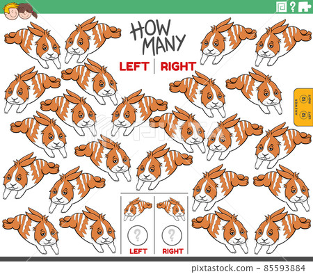 counting left and right pictures of cartoon rabbit animal 85593884