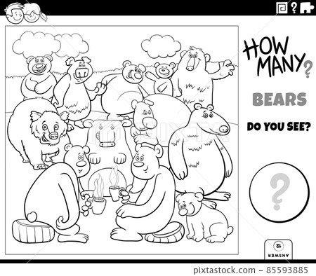 counting cartoon bears educational task coloring book page 85593885