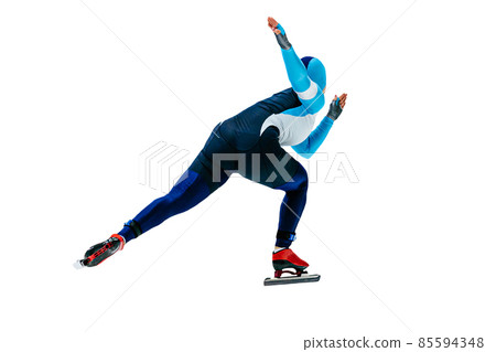 female speed skater run in white background female speed skater run in white background 85594348