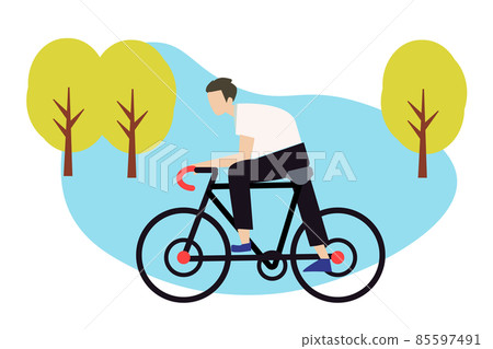 享受騎自行車的男士 自然自行車 85597491