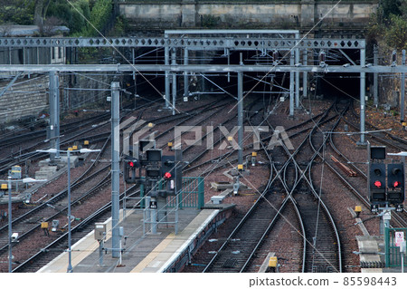 Rail Track Entrance to Waverley Station Edinburgh Scotland Rail Track Entrance to Waverley Station Edinburgh Scotland 85598443