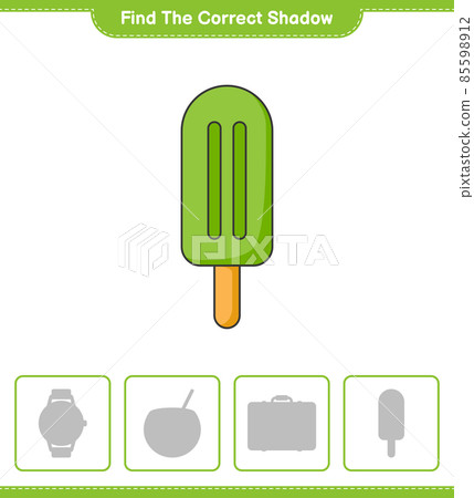 Find the correct shadow. Find and match the correct shadow of Ice Cream. Educational children game, printable worksheet, vector illustration 85598912
