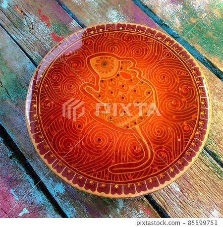 Golden mouse on a red background Golden mouse on a red background 85599751