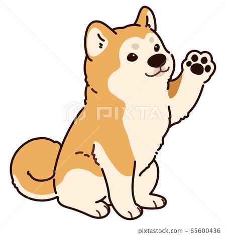 簡單可愛的秋田犬揮手圖解與主線 85600436