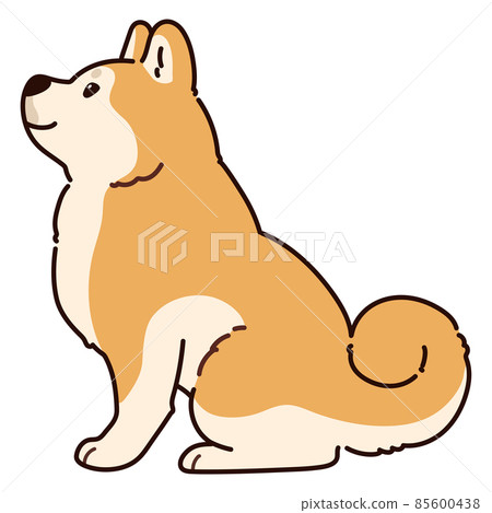 一隻簡單可愛的秋田犬側身坐著一條主線的插圖 85600438