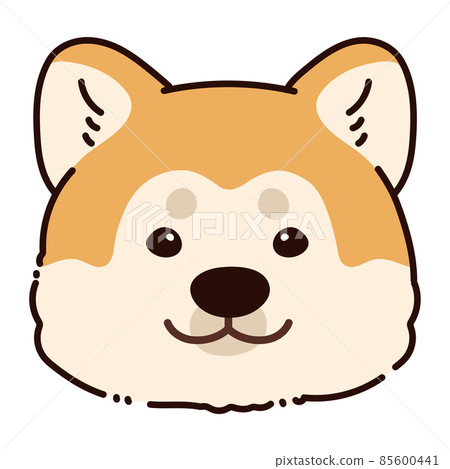 Simple and cute Akita dog face illustration with main line 85600441