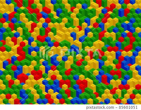 Plastic constructor game seamless pattern. Vector toy brick texture background. Perspective flat design for paper or fabric print. 85601051