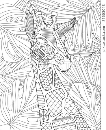 Girrafe Line Drawing With Geometric Details And Detailed Pattern Background Coloring Book Girrafe Line Drawing With Geometric Details And Detailed Pattern Background Coloring Book 85603048