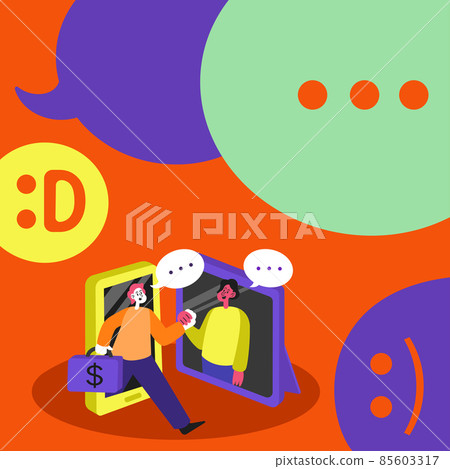 Two Colleagues Meeting Online Discussing Future Project Ideas Representing Teamwork. Partners Using Technology Building Latest Advertisement Strategies. Two Colleagues Meeting Online Discussing Future Project Ideas Representing Teamwork. Partners Using Technology Building Latest Advertisement Strategies. 85603317