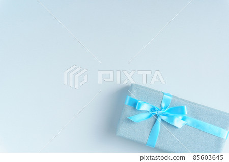 Blue glitter wrapping gift blue background Blue glitter wrapping gift blue background 85603645