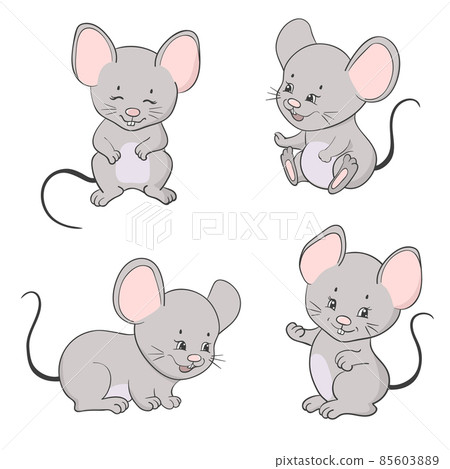 Set of cute little cartoon mice. Vector mouse-插圖素材 [85603889] - PIXTA圖庫