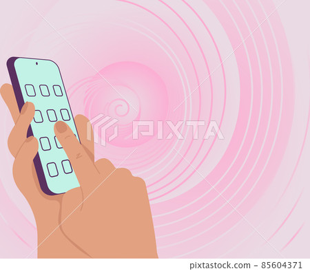Hands Holding Mobile Phone Pressing Application Button. Palms Hold Technological Device Unlocking Newest Futuristic Achievements. Arms Carrying Remote Opening . 85604371