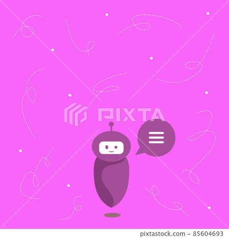 Cute Floating Robot Telling Us New Wonderful Information In A Chat Cloud. Adorable Flying Mechanical Person Drawing Saying Old Amazing Advice . Cute Floating Robot Telling Us New Wonderful Information In A Chat Cloud. Adorable Flying Mechanical Person Drawing Saying Old Amazing Advice . 85604693
