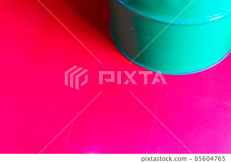 Bright red floor and green drums Bright red floor and green drums 85604765
