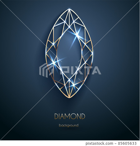 Abstract luxury template with golden diamond outlined shape (marquise cut) - eps10 vector Abstract luxury template with golden diamond outlined shape (marquise cut) - eps10 vector 85605633
