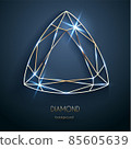 Abstract luxury template with golden diamond outlined shape (trillion cut) - eps10 vector 85605639