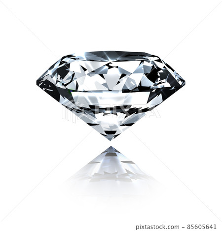 Realistic blue diamond on white background with reflections - vector illustration Realistic blue diamond on white background with reflections - vector illustration 85605641