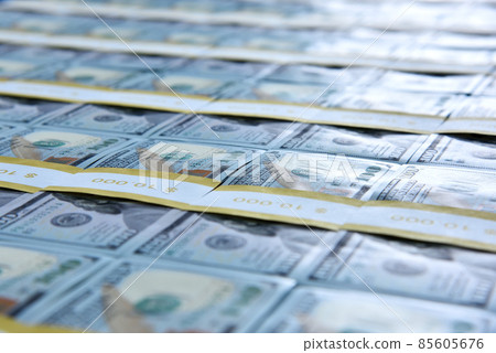 USA dollars bills are stacked in bundle 85605676