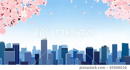 櫻花觀賞大城市背景素材 85606016