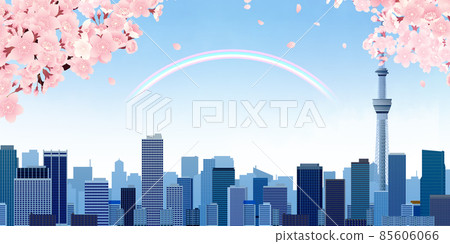 櫻花觀賞大城市背景素材 櫻花觀賞大城市背景素材 85606066