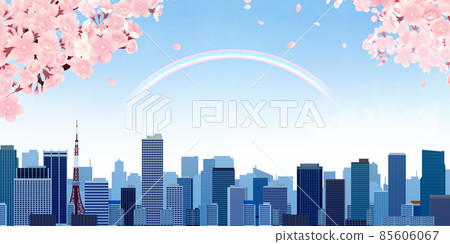 櫻花觀賞大城市背景素材 櫻花觀賞大城市背景素材 85606067