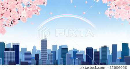櫻花觀賞大城市背景素材 櫻花觀賞大城市背景素材 85606068