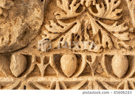 ancient weathered relief on the ruins of a building in the ancient city of Myra, Turkey 85606283