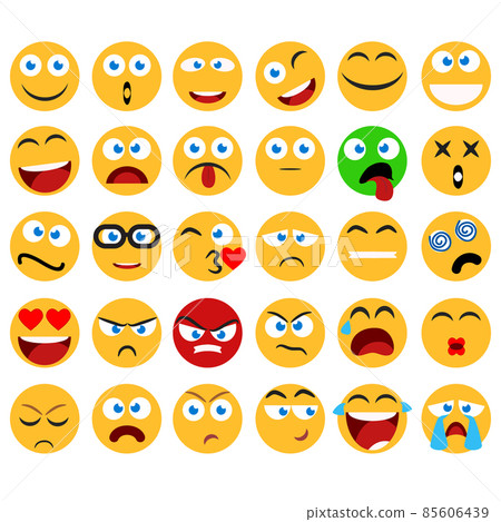 Large set of vector smiles, emoticons and emojis. Funny and silly abstract facial expression Large set of vector smiles, emoticons and emojis. Funny and silly abstract facial expression 85606439