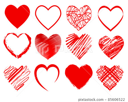 Set of red hearts for Valentines day 85606522