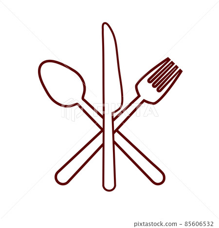 Fork spoon knife cutlery product food silhouette icon. Isolated and flat illustration Fork spoon knife cutlery product food silhouette icon. Isolated and flat illustration 85606532
