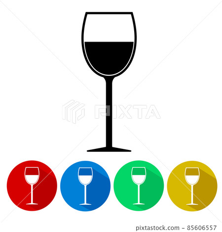 Wine Glass Silhouette Icon Set Button Isolated 85606557