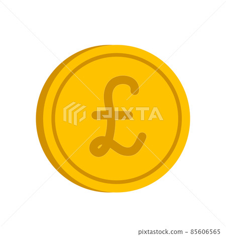 Gold coin with pound sign icon in flat style on... - Stock Illustration ...