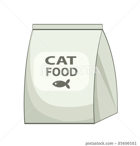 Cat food bag icon. Cartoon illustration of cat food bag vector icon for web 85606581
