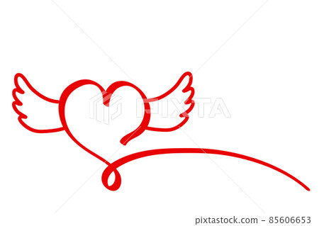 Red Poster Design Valentines Card Heart & Wings, Stock Vector Illustration 85606653