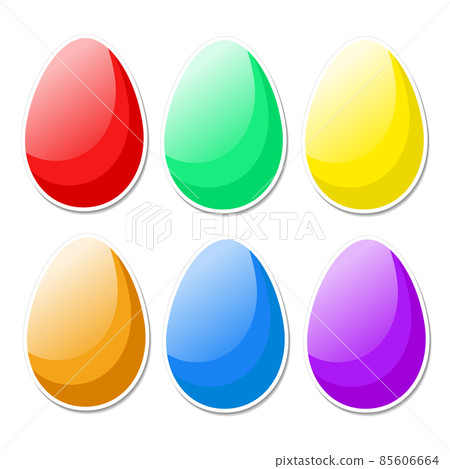 Colorful bright Easter eggs in cartoon style on white. Stock vector iluustration for greeting card Colorful bright Easter eggs in cartoon style on white. Stock vector iluustration for greeting card 85606664