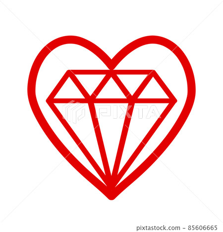 Red heart symbol with bright cristal diamond inside. Stock vector illustrtion 85606665