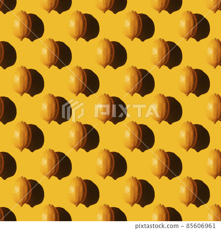 seamless lemon pattern with a hard shadow on a yellow background seamless lemon pattern with a hard shadow on a yellow background 85606961