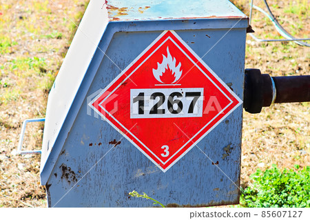 A red hazard 1267 Petroleum Crude Oil sign 85607127