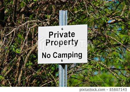 Private Property No Camping Sign Private Property No Camping Sign 85607143